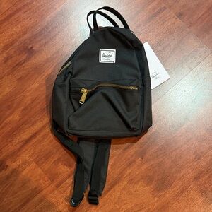 NWT Herschel Supply Company Black Backpack with Gold Zippers